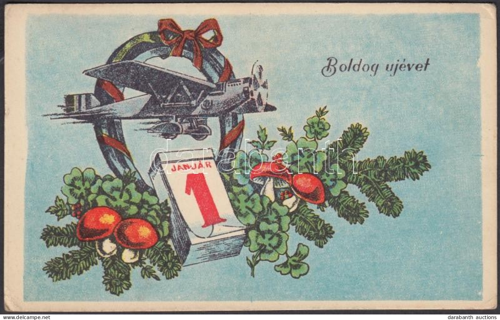 T2/T3 1951 New Year, Aeroplane, Calendar, Mushrooms (EK) - Non Classificati