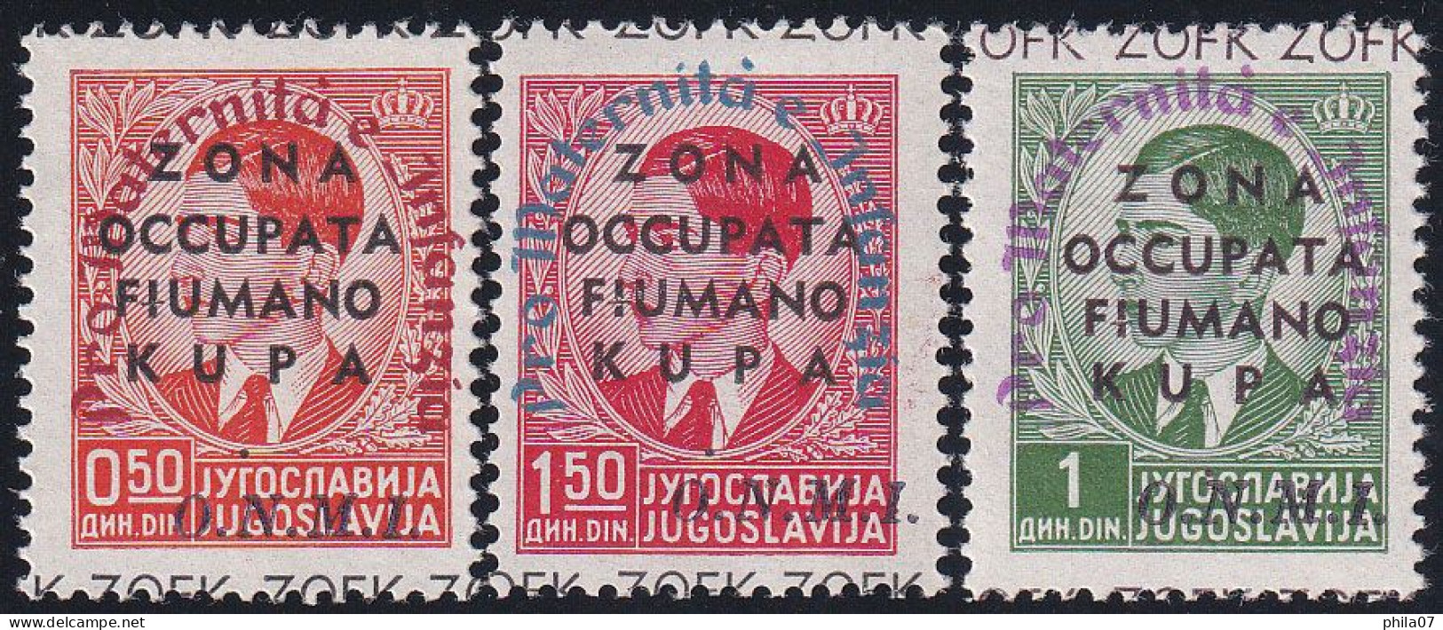 CROATIA (NDH) WWII - Mi.No. 19/21, Zone Fiumano-Kupa. / 2 Scans - Fiume & Kupa