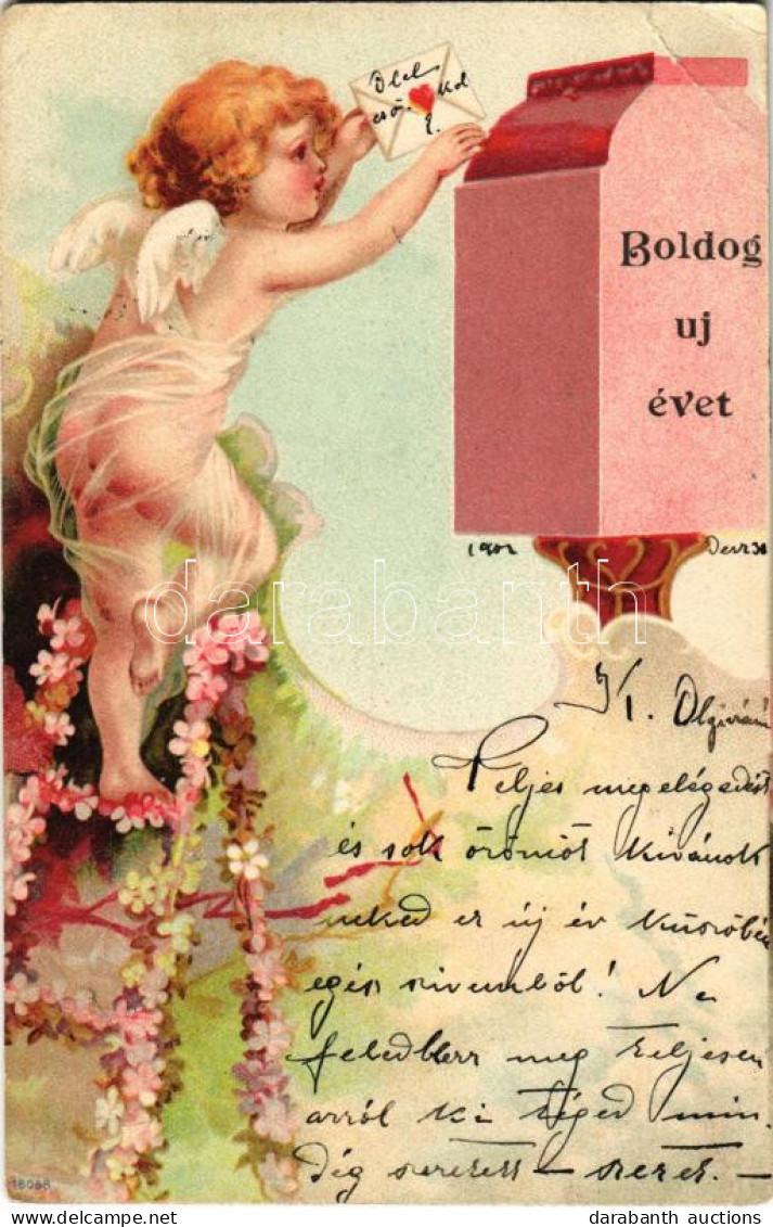 T3 1903 Boldog Újévet / New Year Greeting Art Postcard With Angel. Litho (EB) - Unclassified