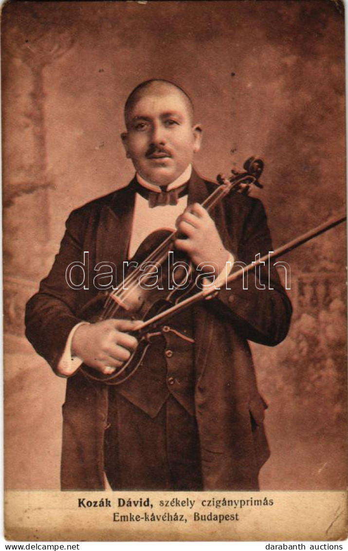 T2/T3 1913 Kozák Dávid A Budapesti Emke Kávéház Székely Cigányprímása / Secui Gypsy Musician, Violinist (EK) - Ohne Zuordnung