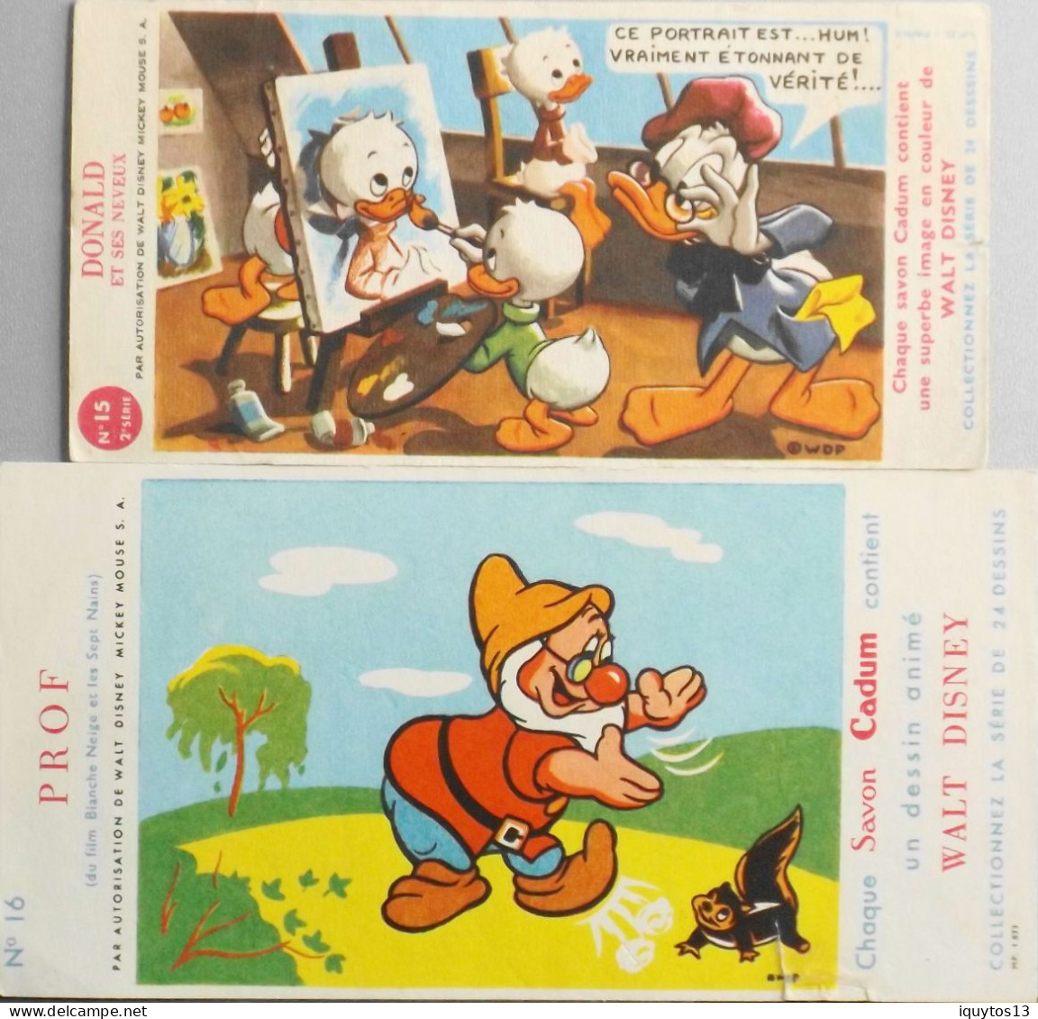 2 BUVARDS - Savon Cadum - BD BANDE DESSINÉE WALT-DISNEY - Prof Et Donald Et Ses Neveux - BE - Produits Ménagers