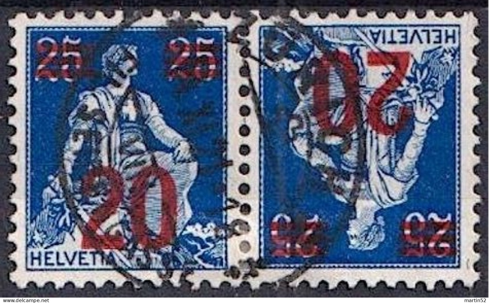 Schweiz Suisse 1926: Kehrdruck Tête-bêche Zu K16 Mi K16 Mit Voll-Stempel ZÜRICH 14.XI.21 (Zu CHF 20.00) - Tête-bêche