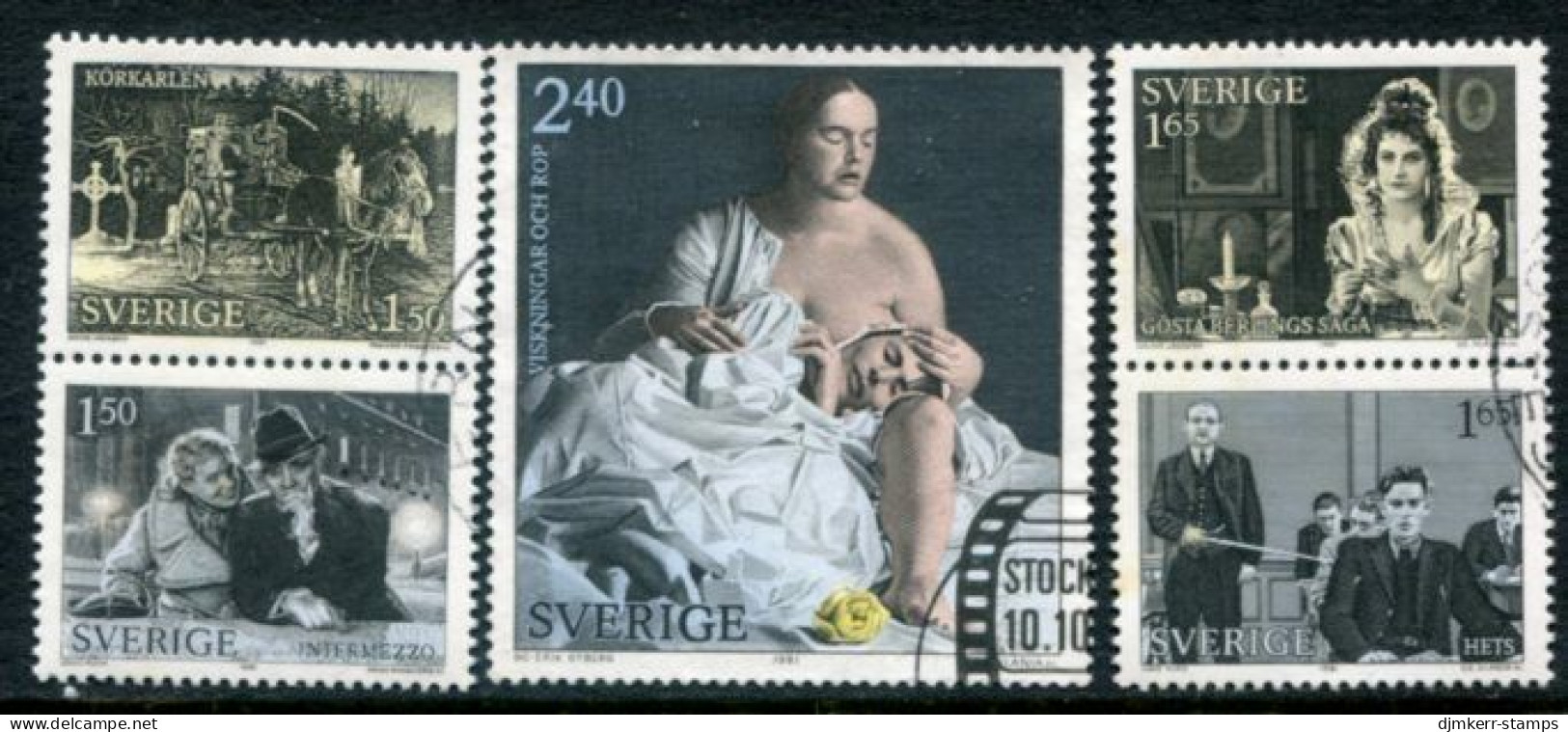 SWEDEN 1981 Swedish Cinema Singles Ex Block Used.  Michel 1168-72 - Used Stamps