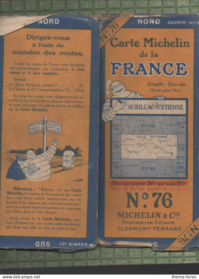 Cate Michelin N°76 Aurillac St Etienne   Cote 2845.23 (M6358) - Cartes Routières