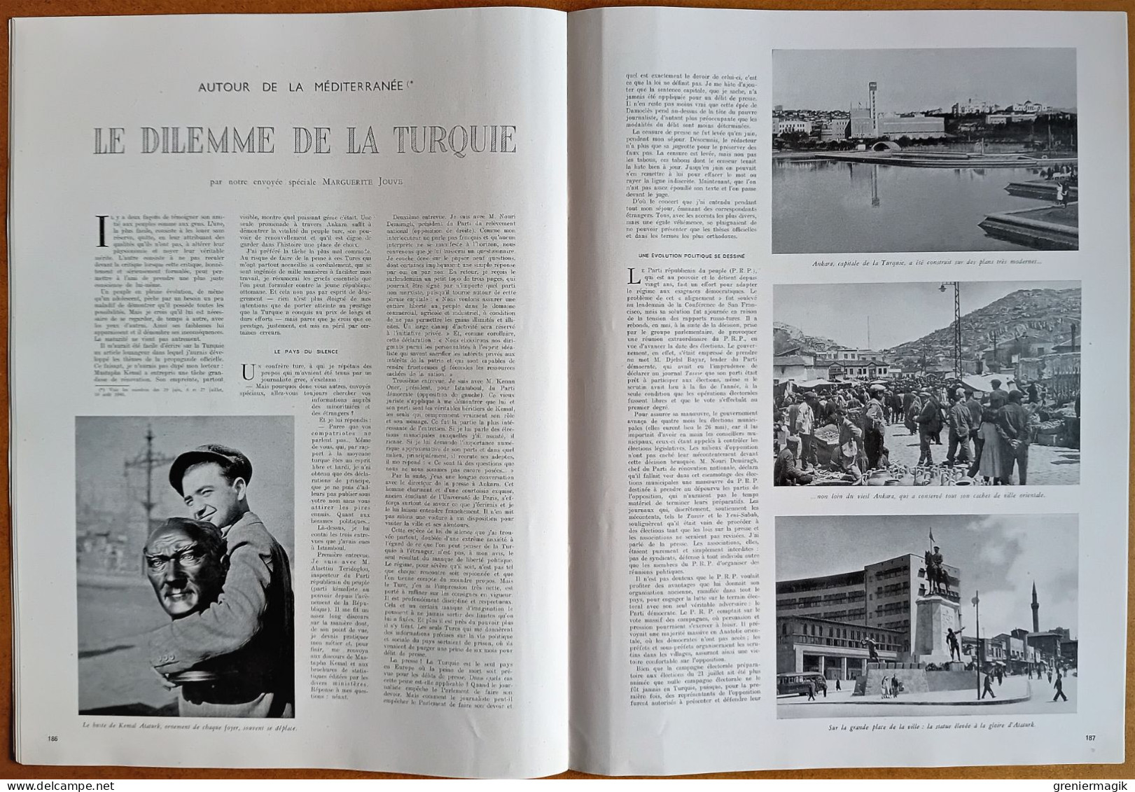 France Illustration N°47 24/08/1946 Haute Cour/Emeute Athens Tennessee/Turquie/Autour de la Conférence de Paris/UNRRA