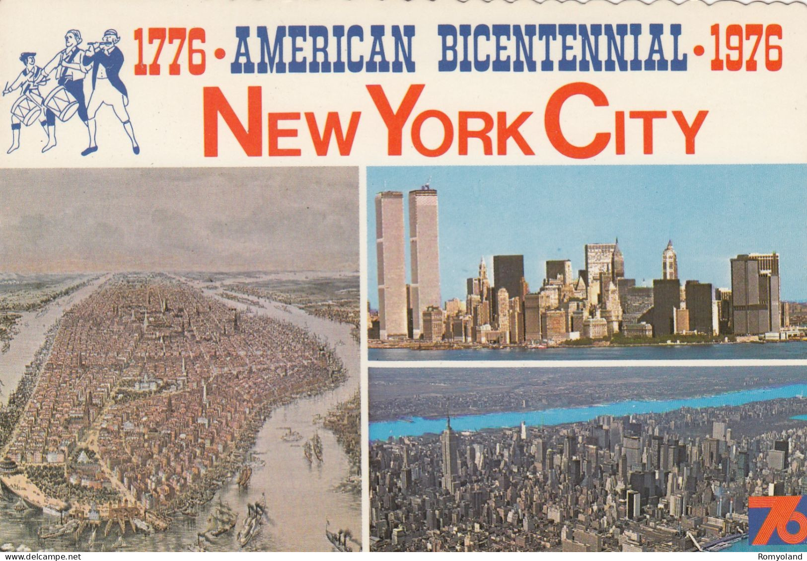 CARTOLINA  NEW YORK CITY,NEW YORK,STATI UNITI-AMERICAN BICENTENNIAL 1776-1976-NON VIAGGIATA - Andere Monumenten & Gebouwen