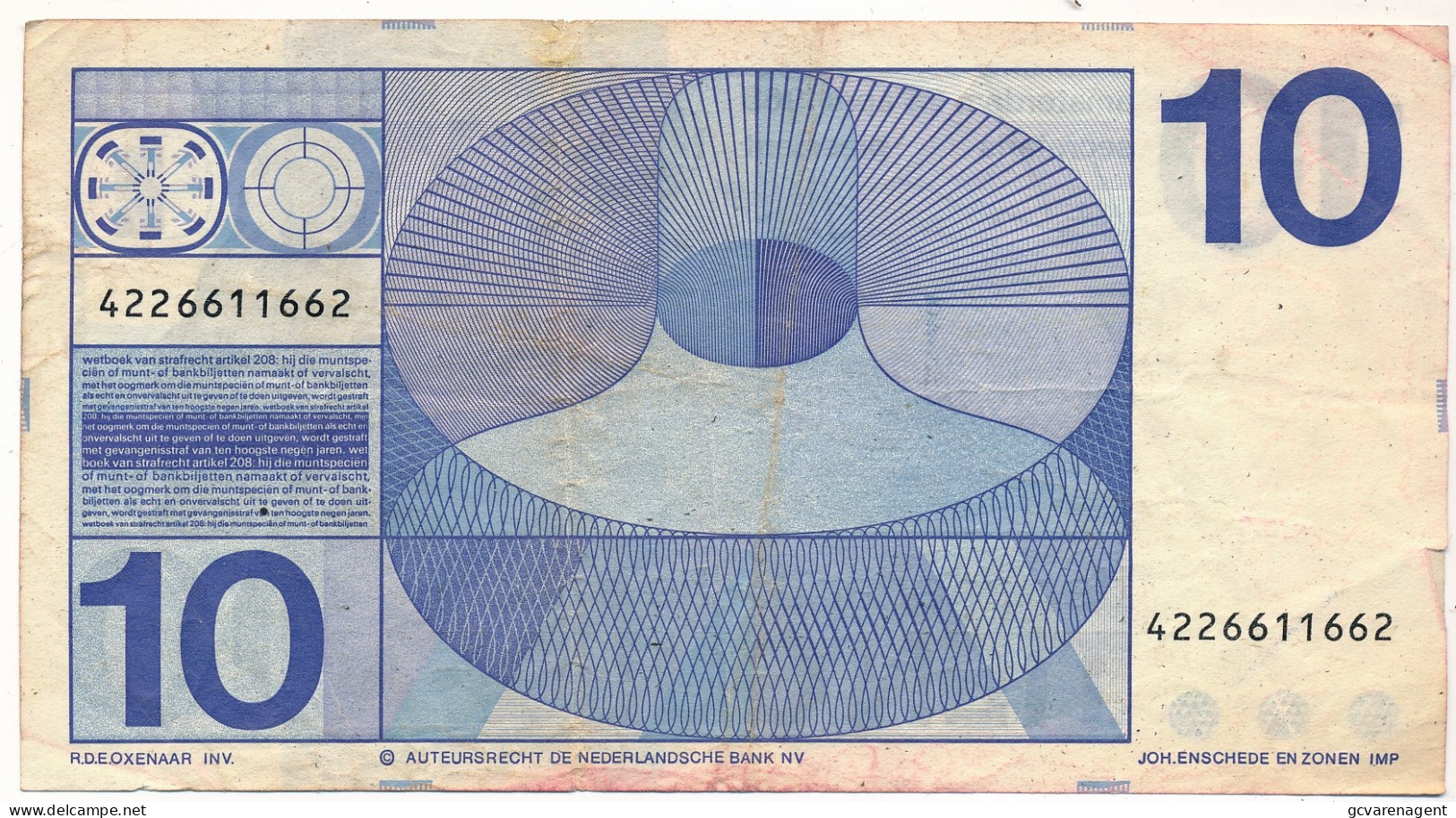 10 GULDEN  25 APRIL 1968  GEBRUIKTE STAAT -  2 SCANS - 10 Florín Holandés (gulden)