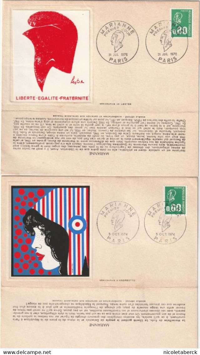 Béquet, N° 1814-1891 Sur 2 Enveloppes En  Sérigraphies. - 1971-1976 Marianne Van Béquet