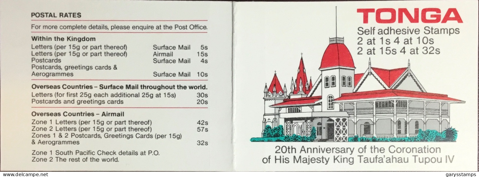 Tonga 1987 Coronation Anniversary Booklet Unused - Tonga (1970-...)