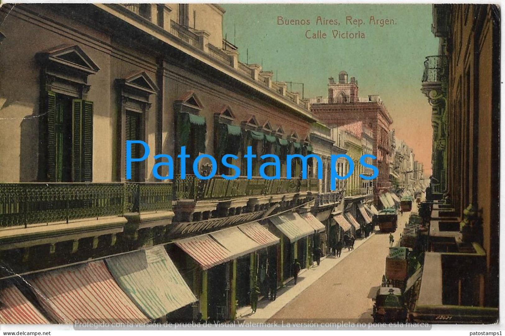 223015 ARGENTINA BUENOS AIRES STREET CALLE VICTORIA & TRANVIA TRAMWAY POSTAL POSTCARD - Argentine