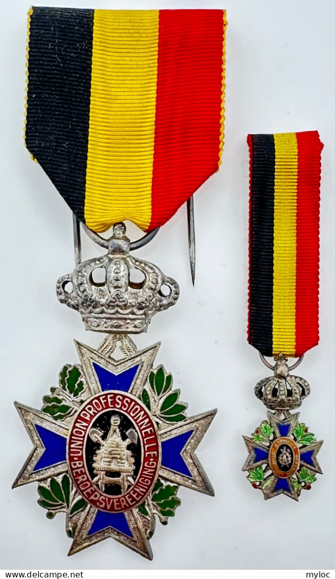 Médaille Décoration Civile. Médaille Et Médaille Réduction. Union Professionnelle. 2ième Classe. Avec écrin. - Profesionales / De Sociedad