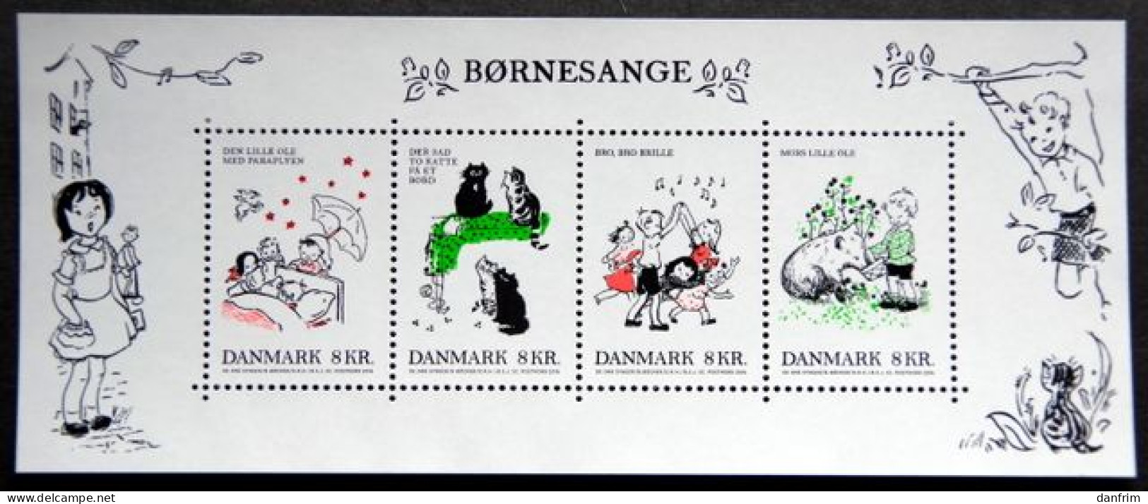 Denmark 2016   Children's Songs 4v M/S Children Kids Cats Stamps  Minr.1884-87   Block 64  MNH  (**)   ( Lot   Mappe) - Ungebraucht