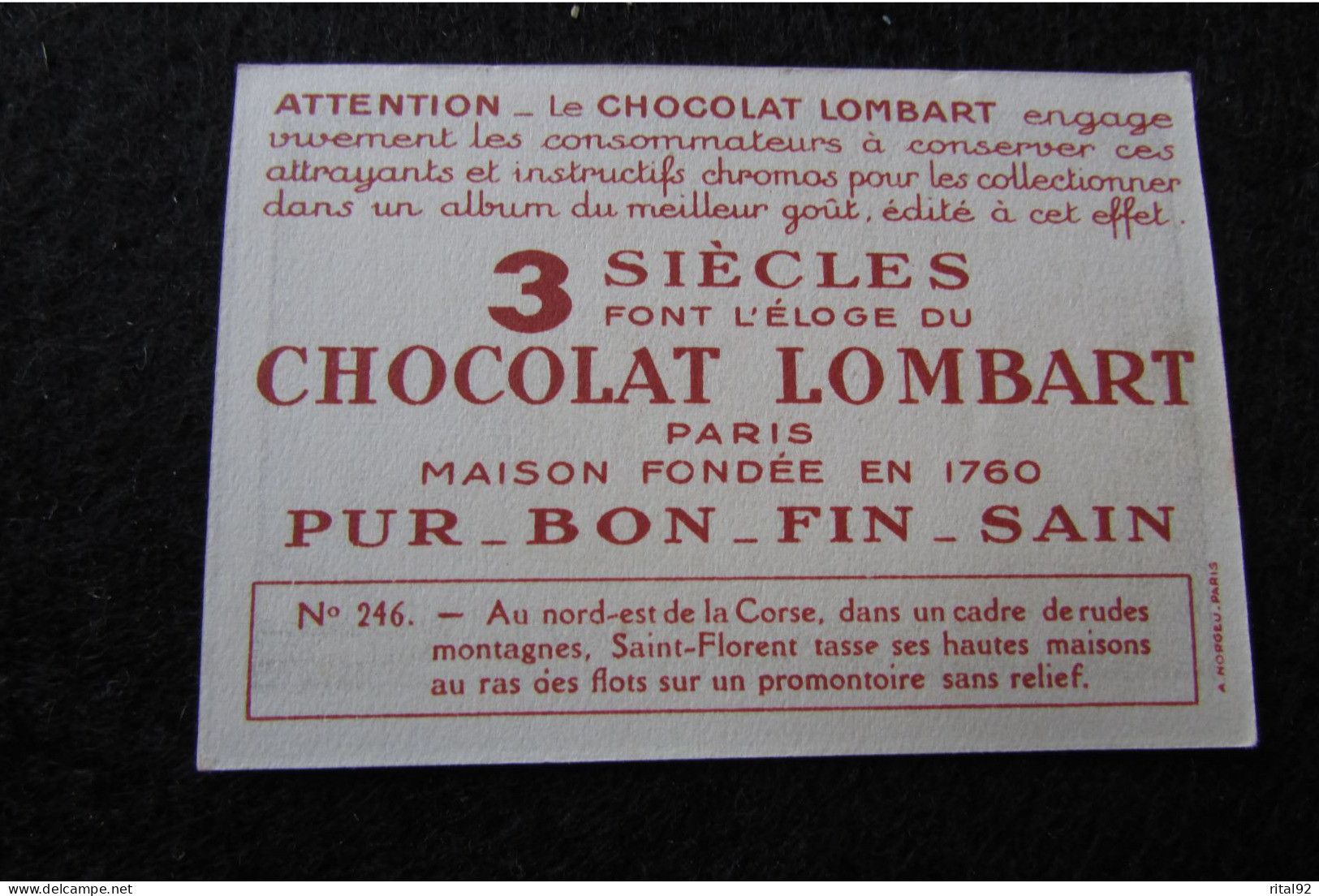 Chromo/Image "Chocolat LOMBART" - Série "album : LA FRANCE" - Lombart