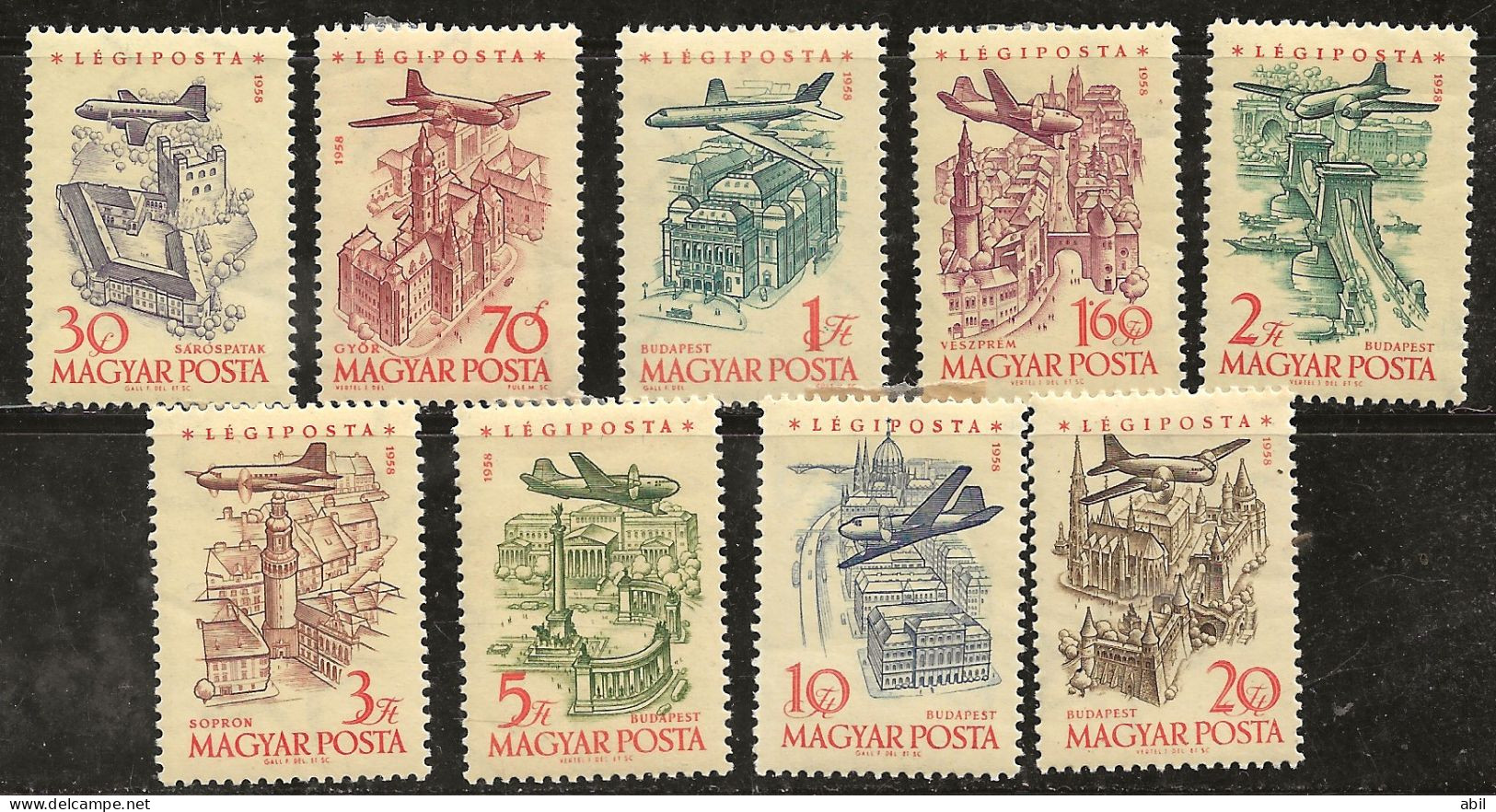 Hongrie 1958-1959 N° Y&T : 214 à 222 * - Neufs