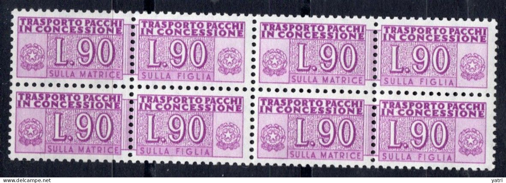 Italia (1955) - Pacchi In Concessione, 90 Lire Fil. Stelle 4° Tipo, Sass. 11/II ** - Consigned Parcels