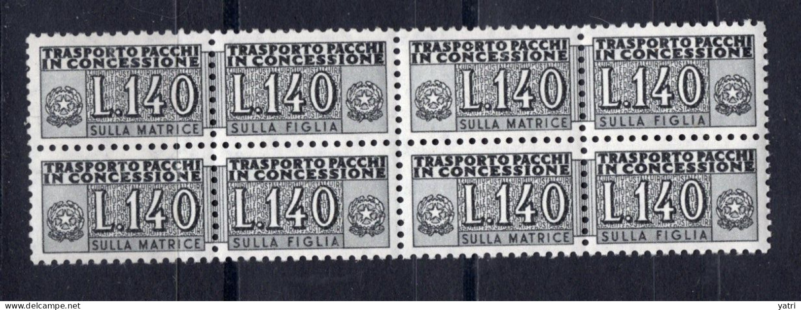 Italia (1955) - Pacchi In Concessione, 140 Lire Fil. Stelle 4° Tipo, Sass. 15/II ** - Colis-concession