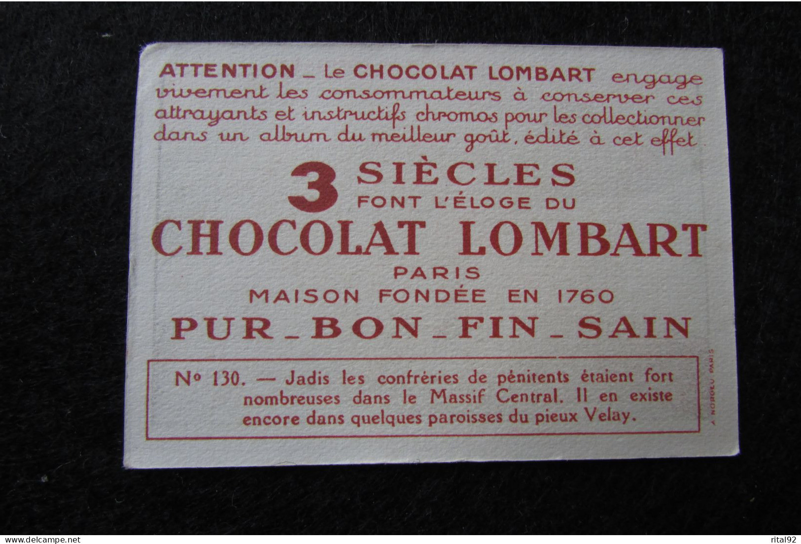 Chromo/Image "Chocolat LOMBART" - Série "album : LA FRANCE" - Lombart