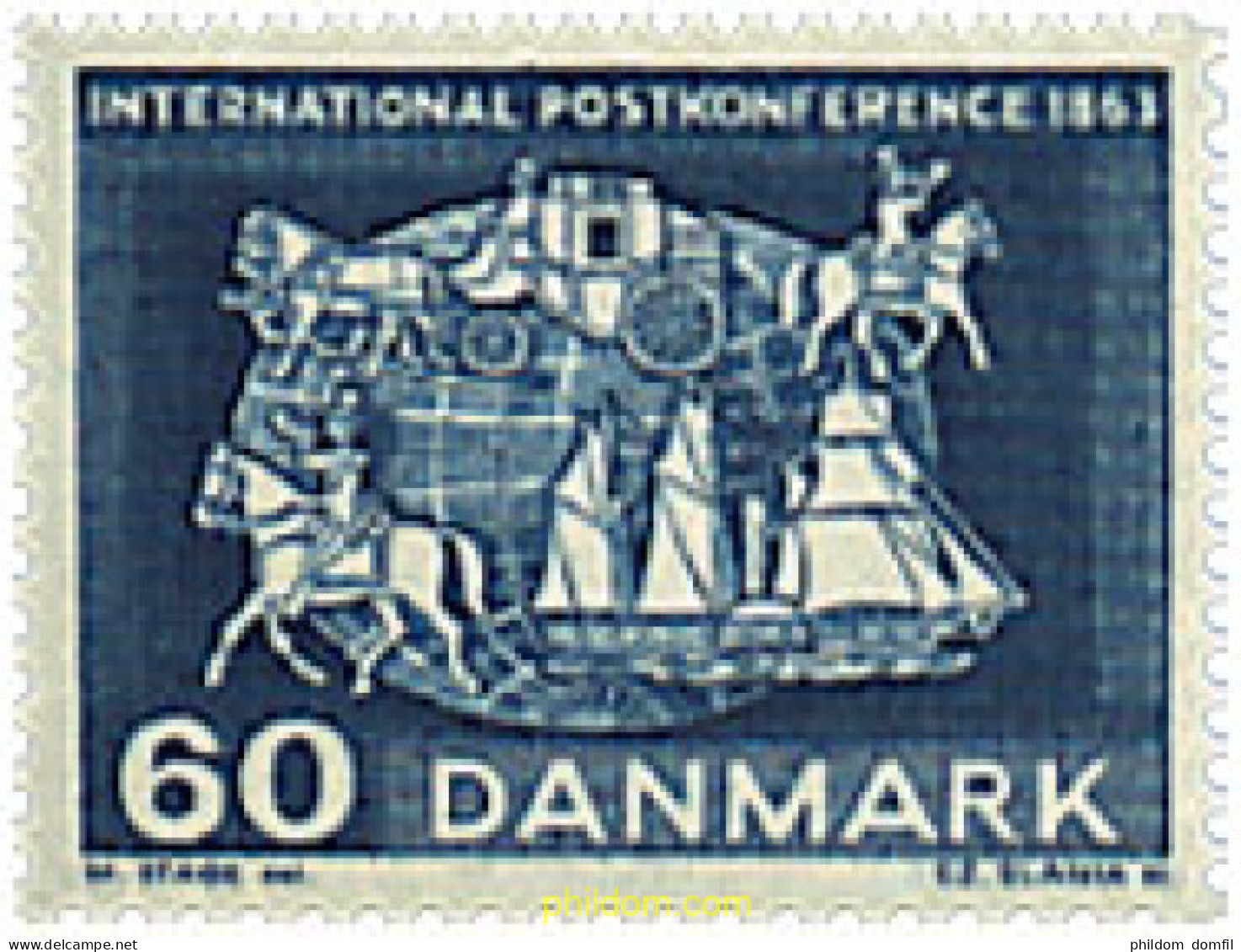 95955 MNH DINAMARCA 1963 CENTENARIO DE LA PRIMERA CONFERENCIA POSTAL INTERNACIONAL - Neufs