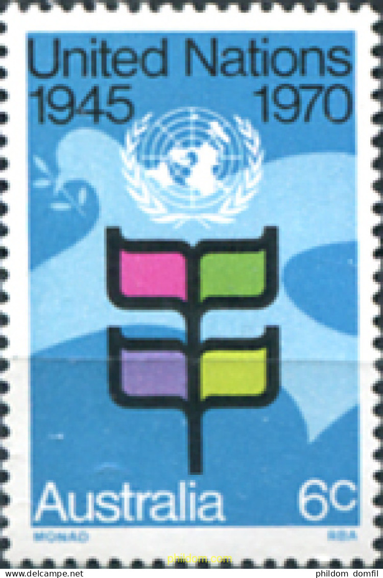 161220 MNH AUSTRALIA 1970 25 ANIVERSARIO DE LA ONU - Ongebruikt