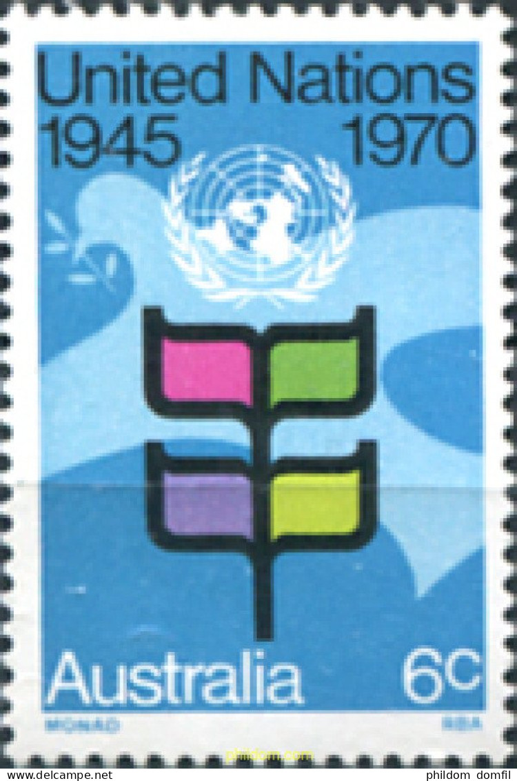 161220 MNH AUSTRALIA 1970 25 ANIVERSARIO DE LA ONU - Nuevos