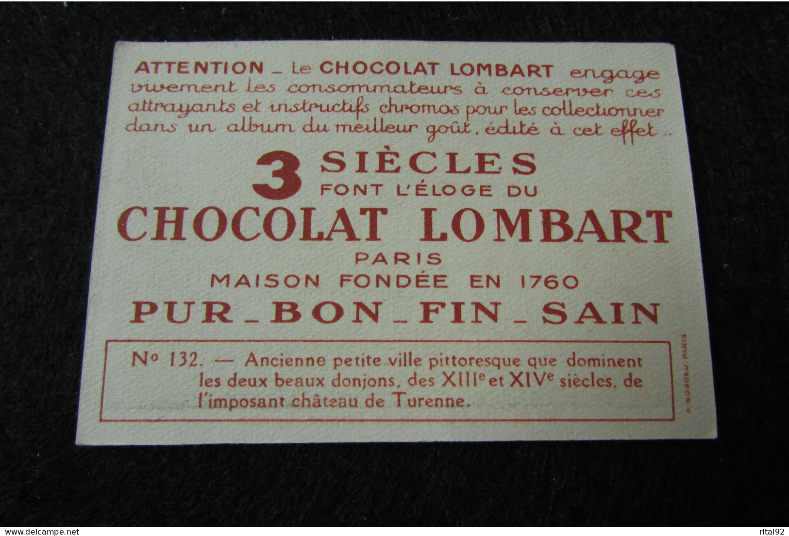 Chromo/Image "Chocolat LOMBART" - Série "album : LA FRANCE" - Lombart