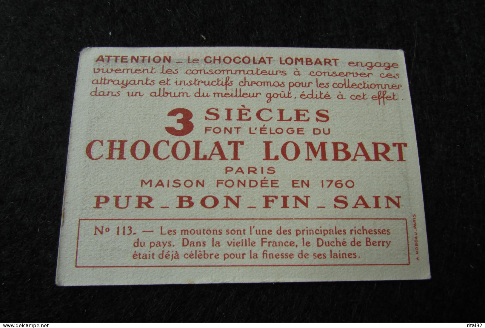 Chromo/Image "Chocolat LOMBART" - Série "album : LA FRANCE" - Lombart