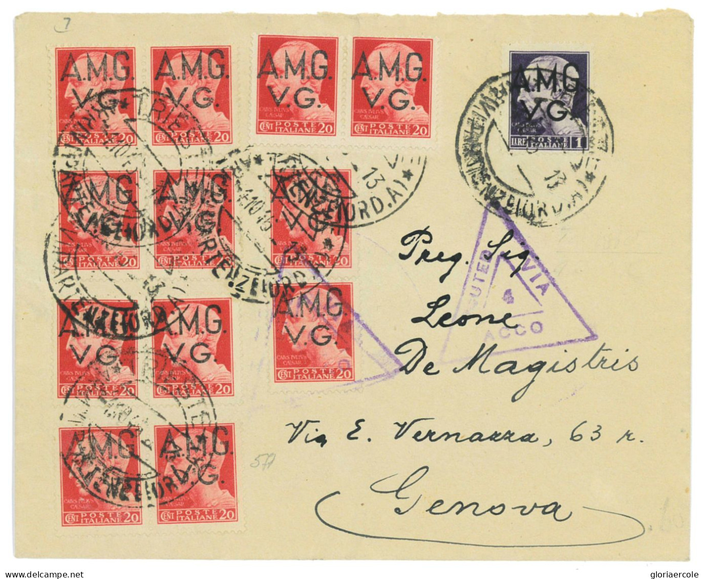 P2643 - ITALIA AMGVG , LETTERA PER GENOVA, 4.10.46. - Marcophilie