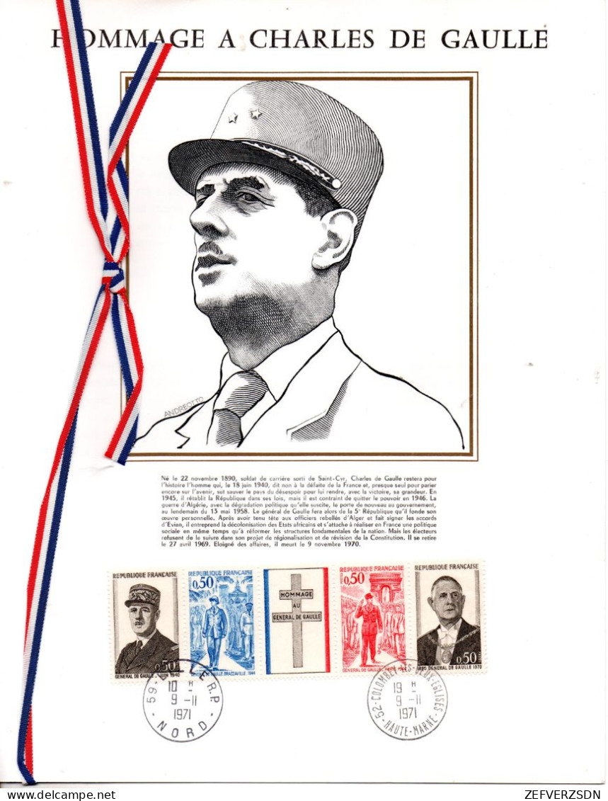 1980  TIMBRES TIMBRE DOCUMENT PHILATELIQUE DE GAULLE - De Gaulle (Général)