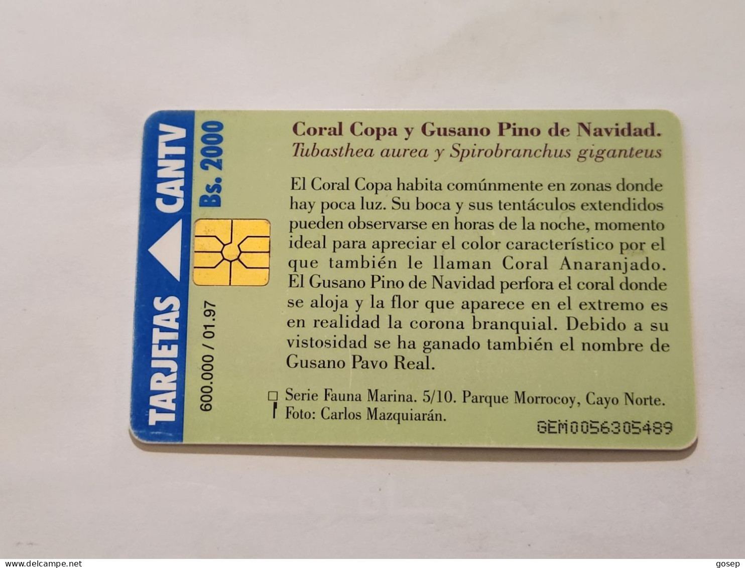 Venezuela-(VE-CAN2-0192B)-Coral Copa-(210)-(Bs.2.000)-(GEM0056305489)-used Card+1card Prepiad Free - Venezuela