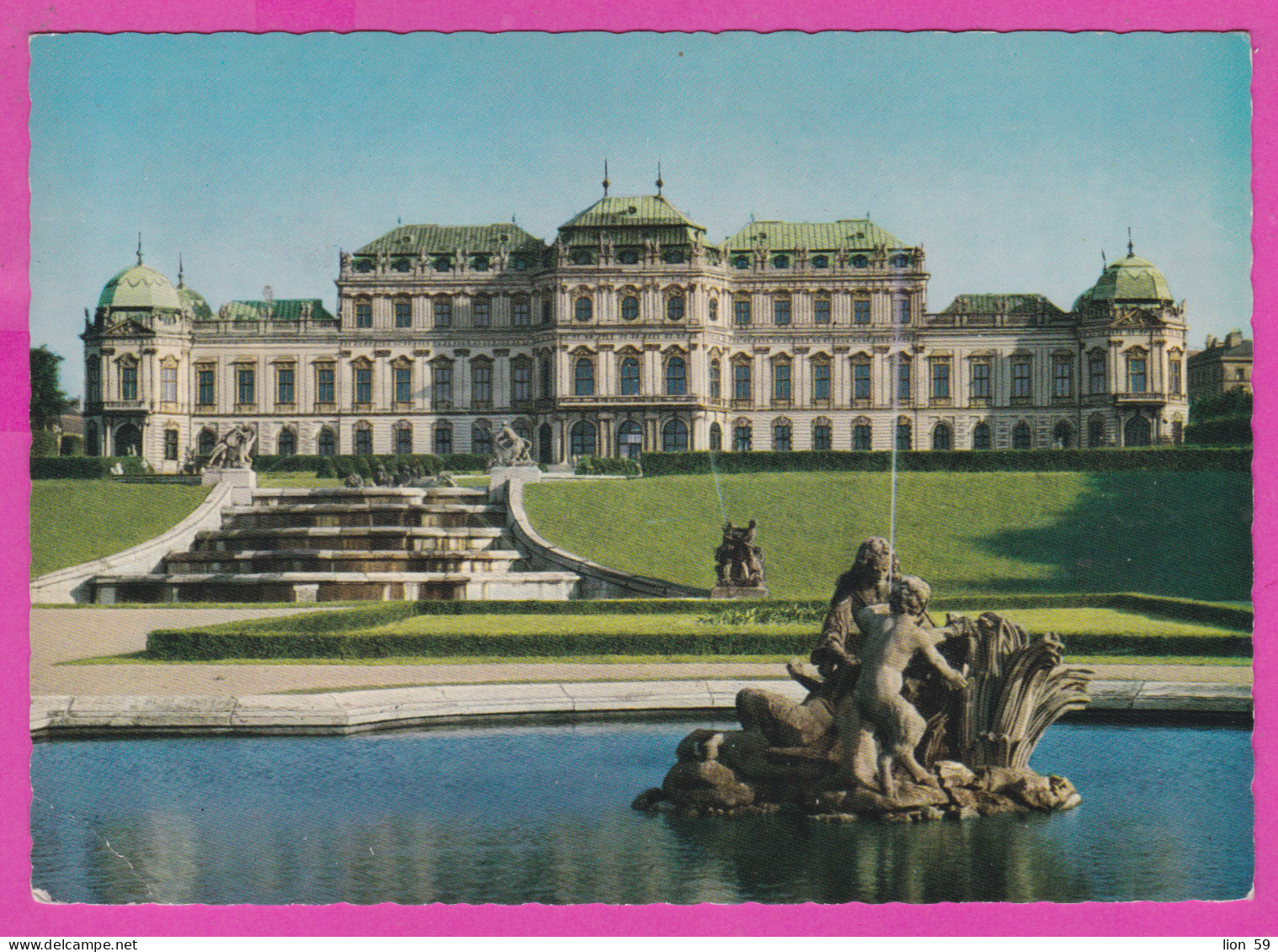 293479 / Austria - Vienna Wien - Belvedere Castle Fountain PC 1965 Used 1.50+30g XV Congres UPU Vienne 1964 Wien Rathaus - Belvedere