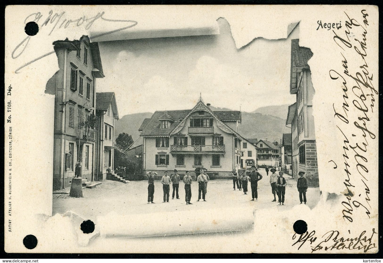 AK Aegeri,Ägeri,Unterägeri, 19.10.1908,Zentrum Mit Kinder,Zug,Entlebuch - Oberägeri