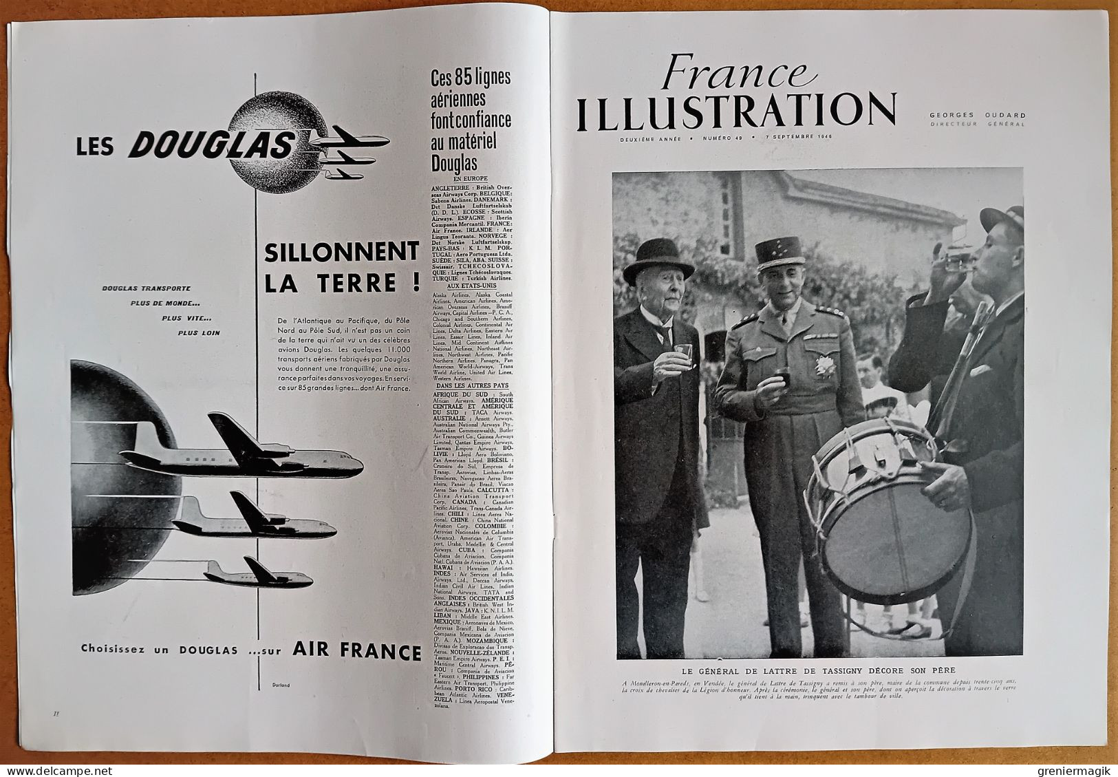 France Illustration N°49 07/09/1946 Portugal/D. Eisenhower/Emeutes De Calcutta/De Gaulle à L'Ile De Sein/Fêtes De Brest - General Issues