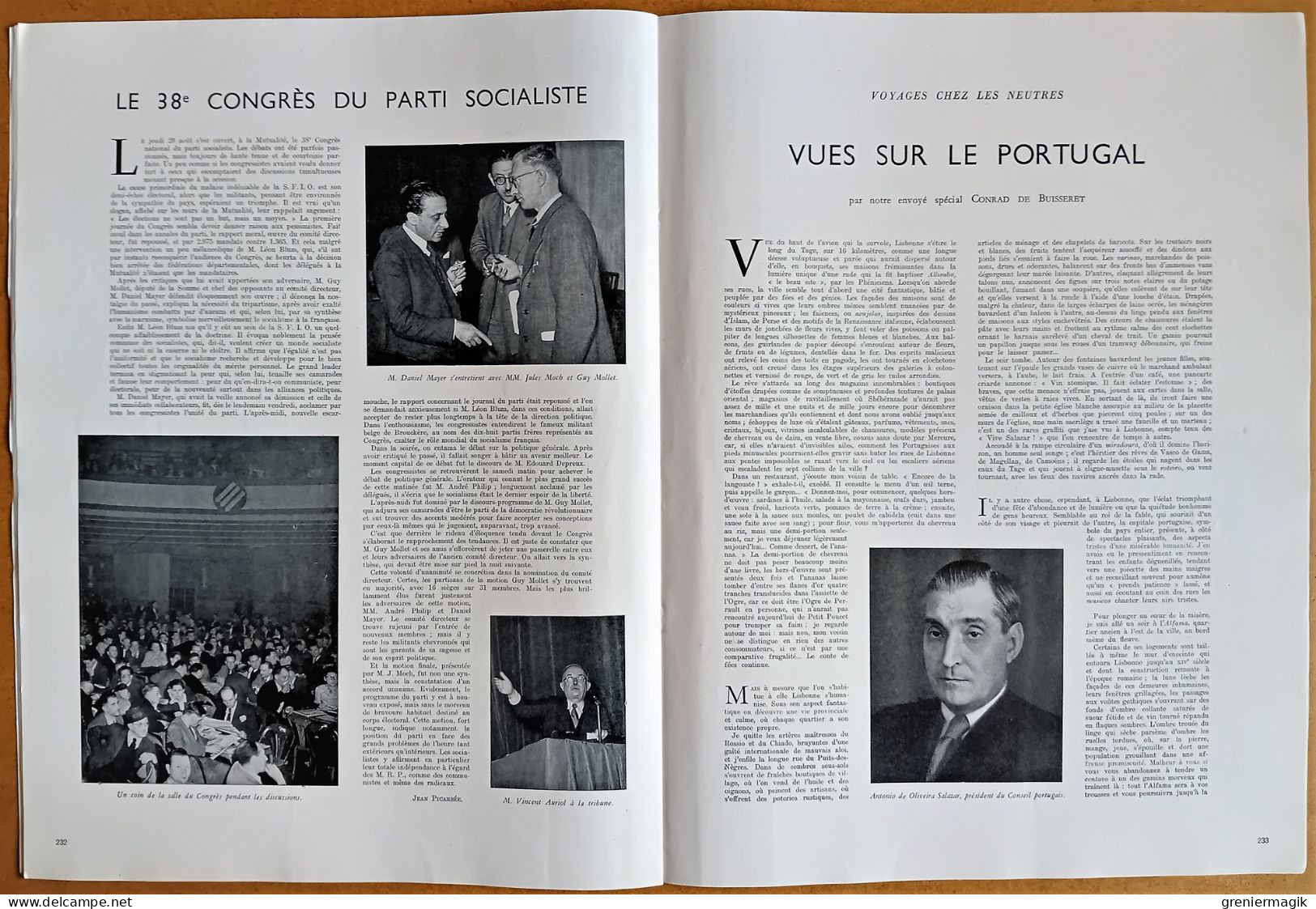 France Illustration N°49 07/09/1946 Portugal/D. Eisenhower/Emeutes de Calcutta/De Gaulle à l'Ile de Sein/Fêtes de Brest
