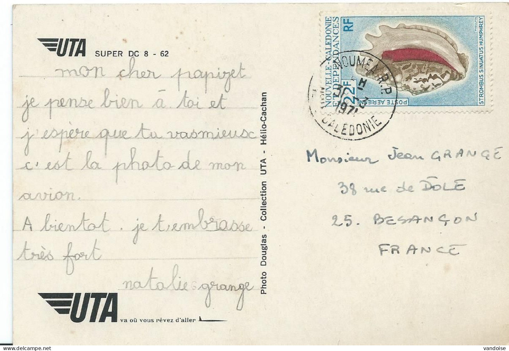 CARTE POSTALE 1971 AVEC TIMBRE A 22 FR COQUILLAGE - Lettres & Documents