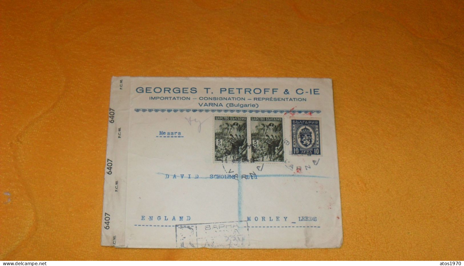 ENVELOPPE ANCIENNE DE 1945../ GEORGES T. PETROFF & CIE IMPORTATION...VARNA BULGARIE OPENED BY EXA..CACHETS + TIMBRES X3 - Lettres & Documents