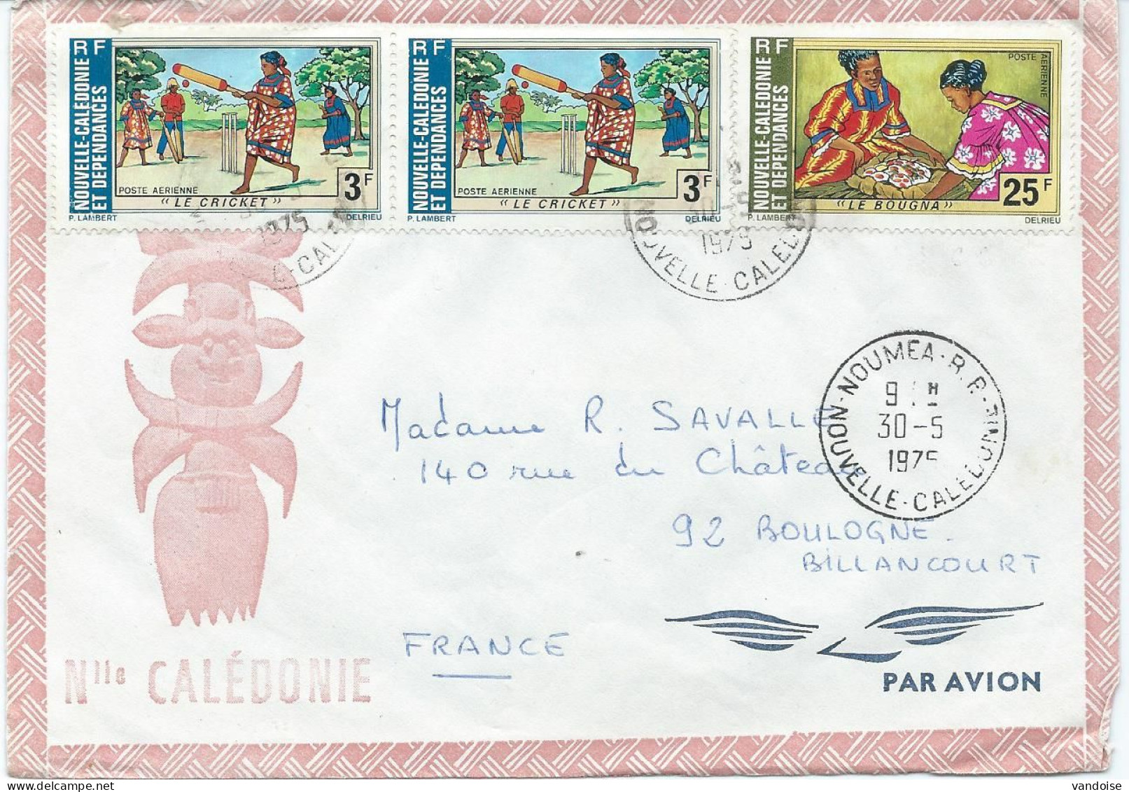 LETTRE PAR AVION 1975 AVEC 3 TIMBRES - Briefe U. Dokumente