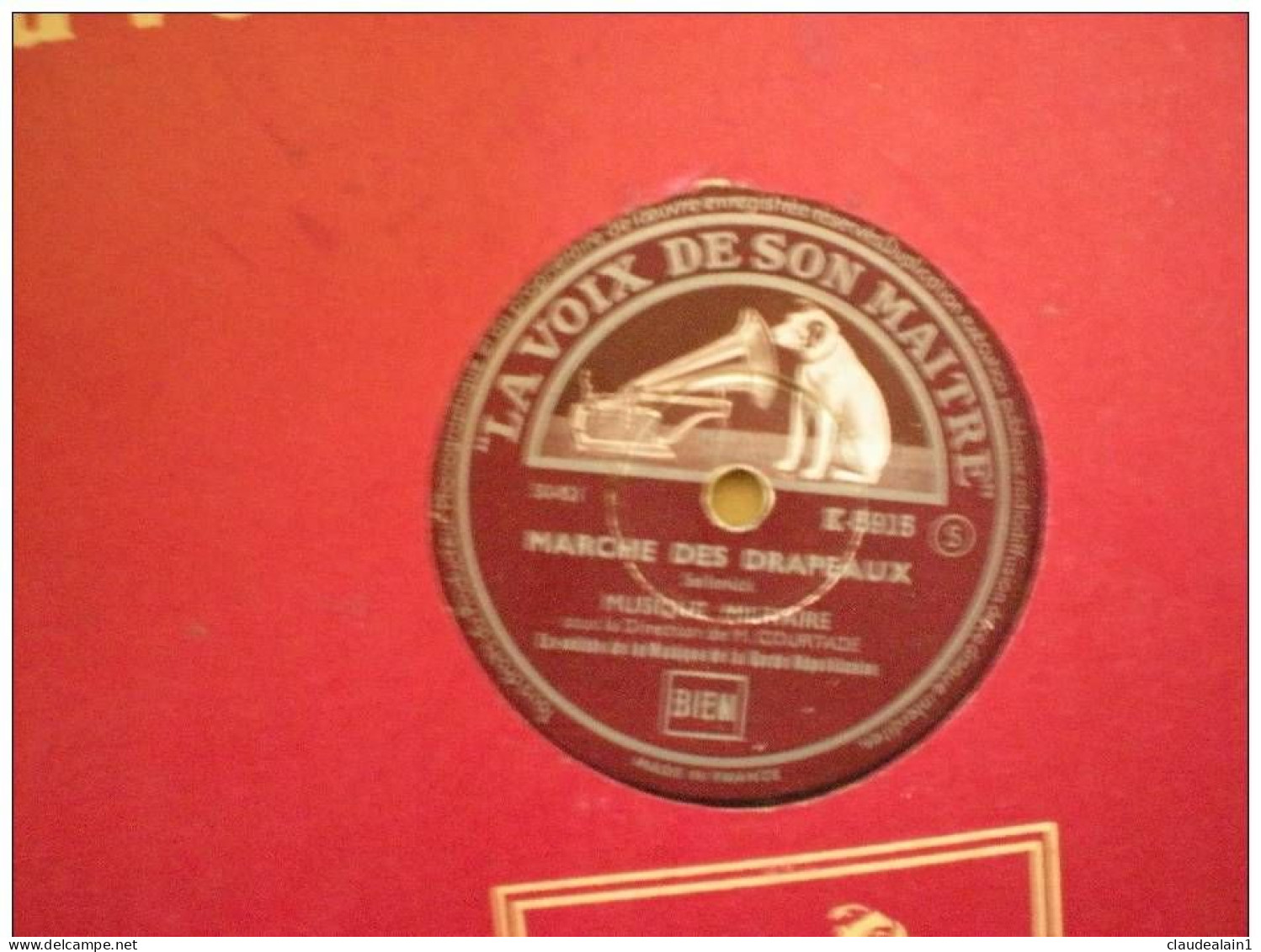DISQUE LA VOIX DE SON MAITRE VINYLE 78T - MUSIQUE MILITAIRE DE M.COURTADE - MARCHE DES DRAPEAUX - PARIS BELFORT - 78 Rpm - Gramophone Records