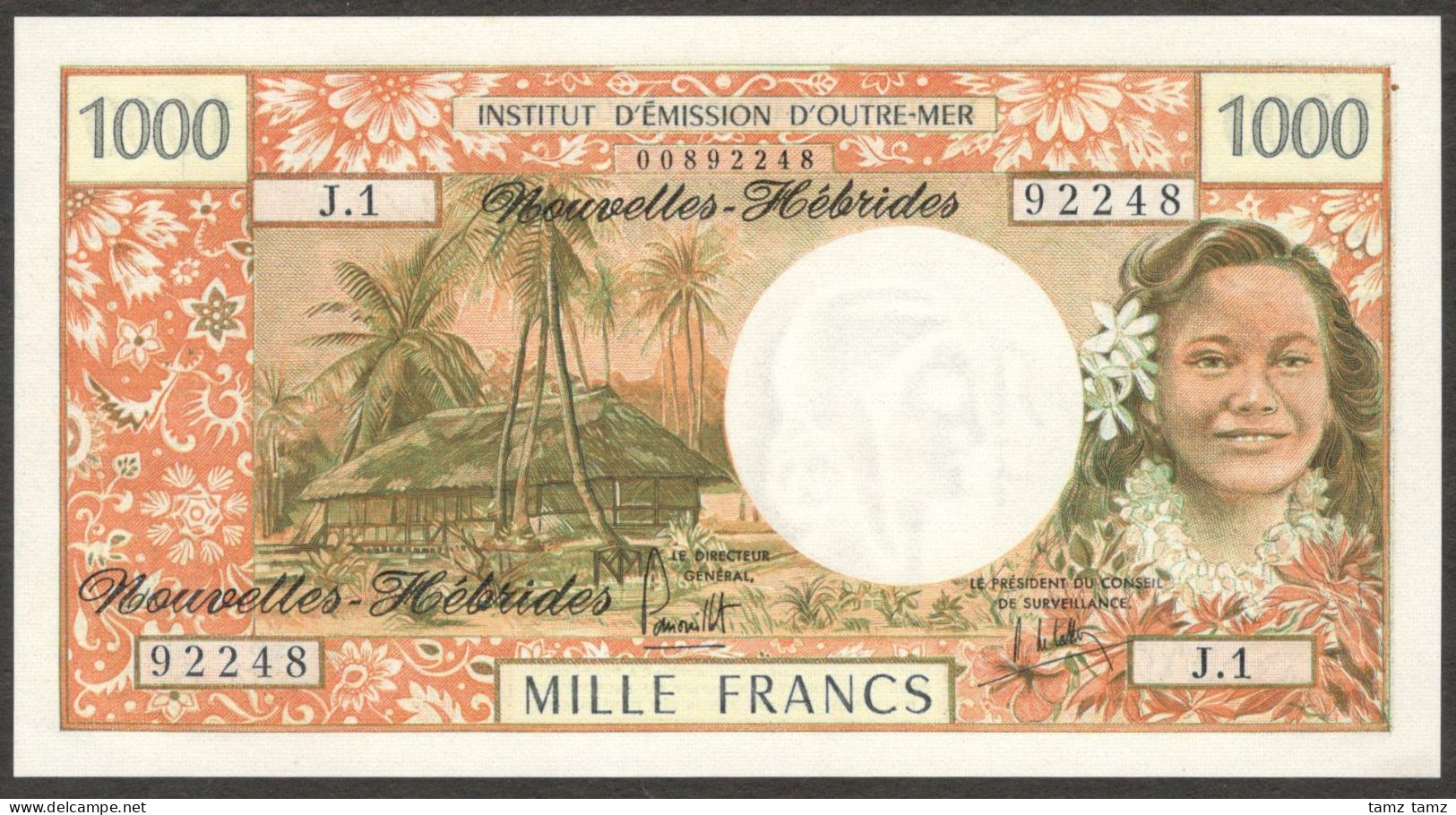 New Nouvelles Hebrides Vanuatu 1000 1,000 Francs P-20b 1980 GEM UNC Emboss - Vanuatu