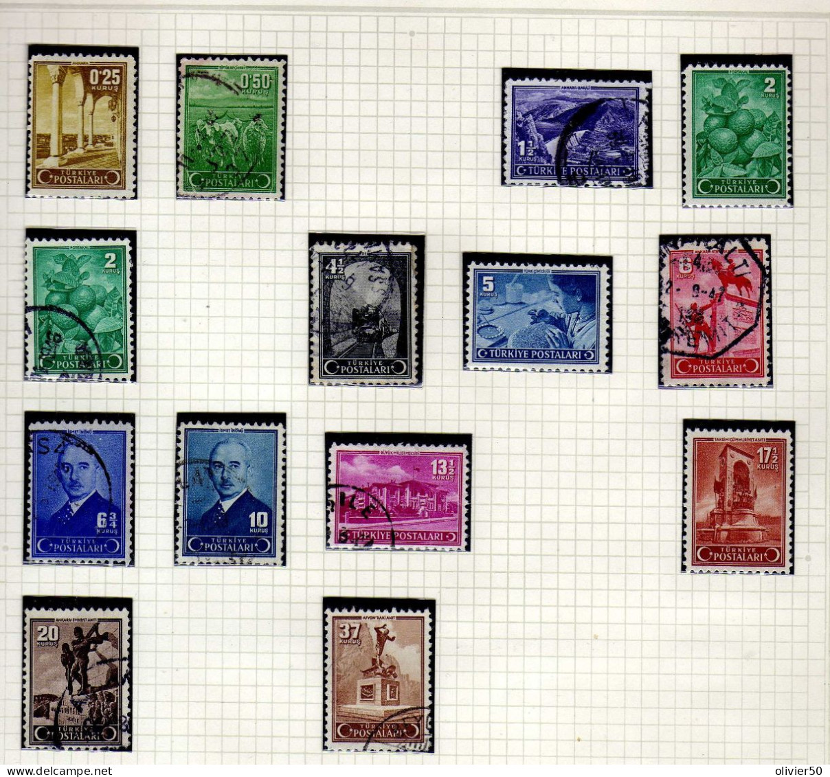 Turquie - 1943 -  Serie Courante - Monuments  Obliteres Et Neufs - Used Stamps