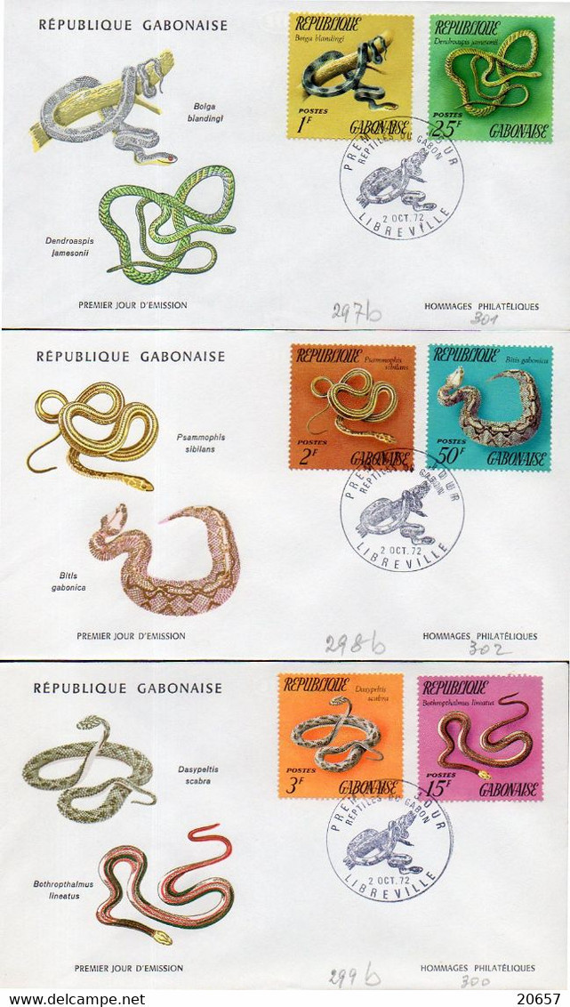 GABON 0297/302 Fdc Serpents, Snake - Serpents