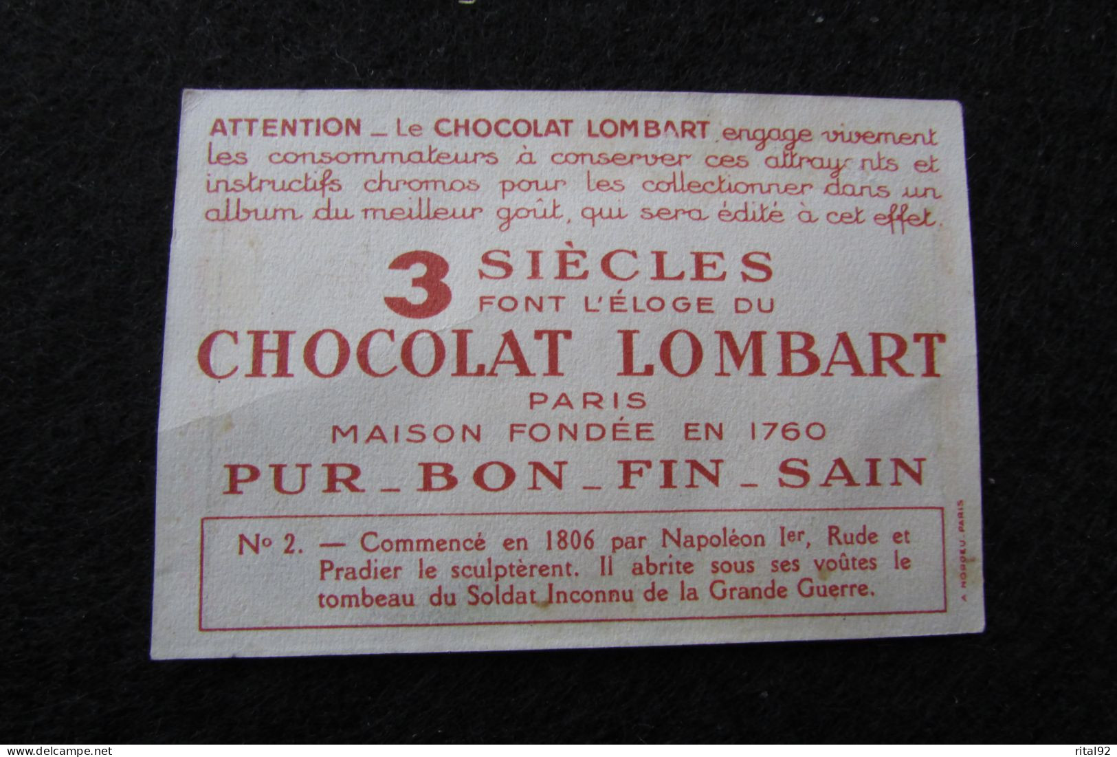 Chromo/Image "Chocolat LOMBART" - Série "album : LA FRANCE" - Lombart