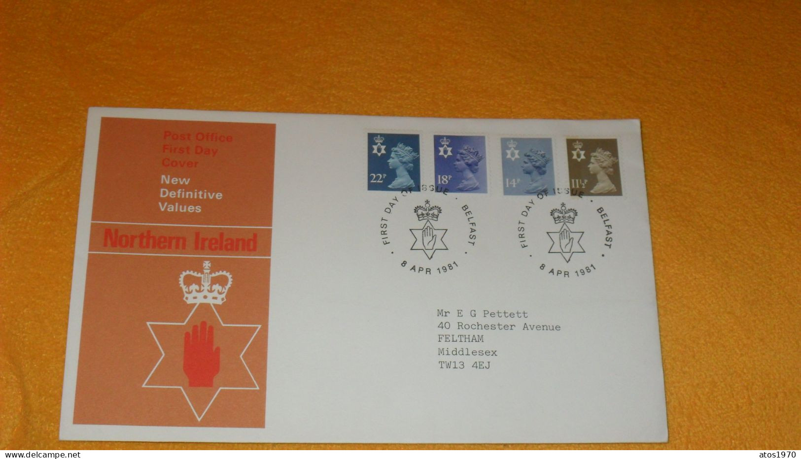 ENVELOPPE FDC DE 1981../ NORTHERN IRELAND NEW DEFINITIVE VALUES..CACHETS BELFAST + TIMBRES X4 - Irlanda Del Nord