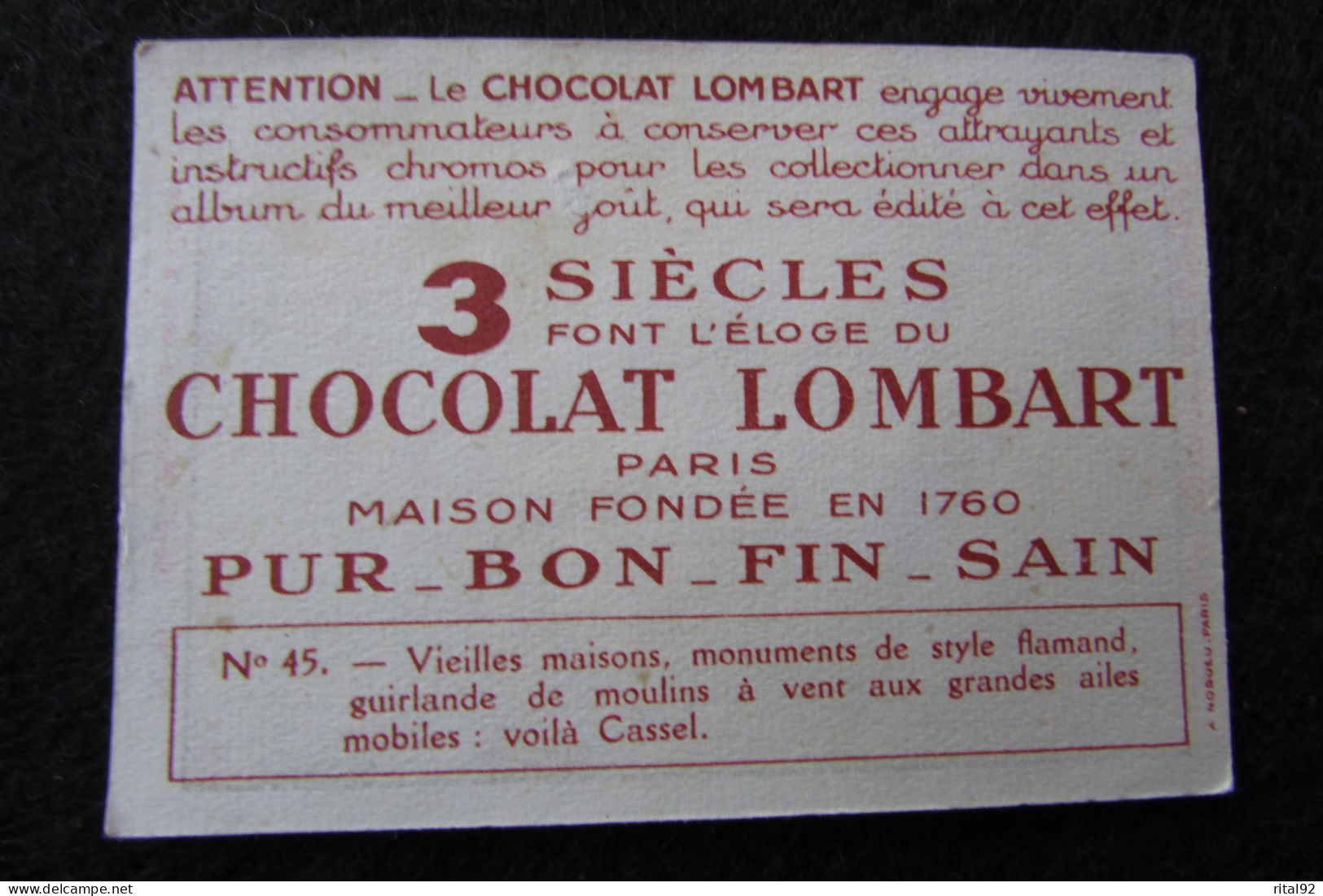 Chromo/Image "Chocolat LOMBART" - Série "album : LA FRANCE" - Lombart