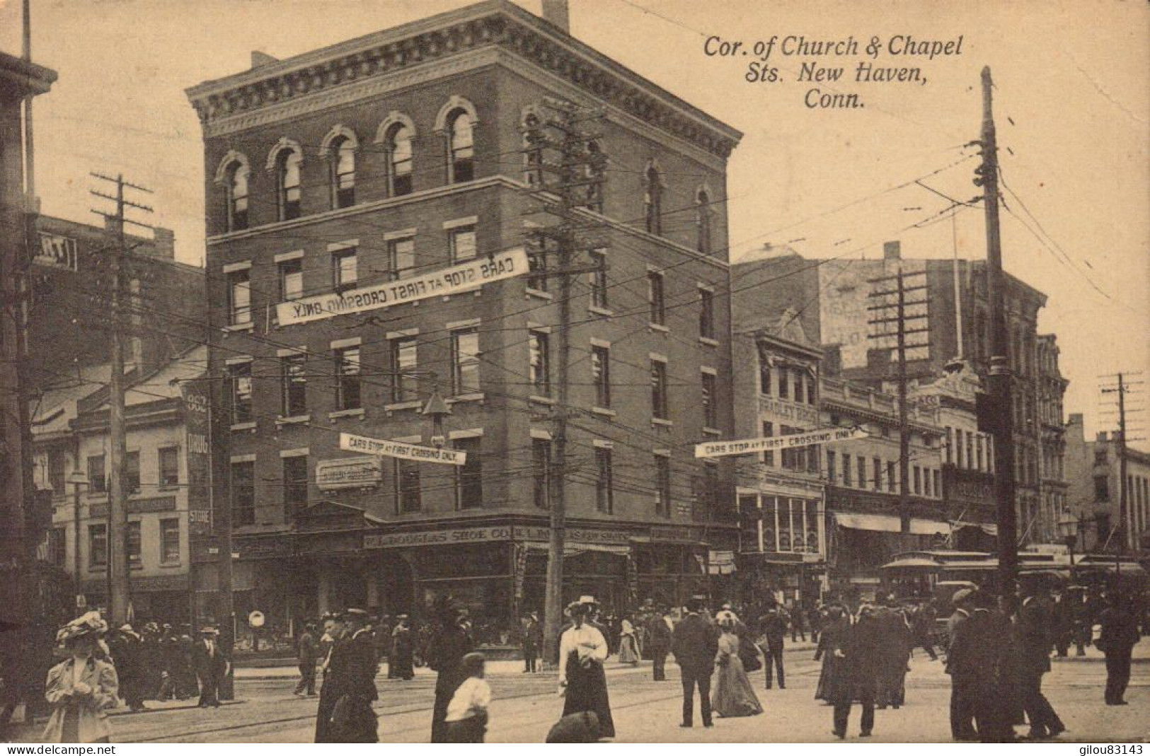 Etats Unis, New-Haven, Cor. Of Church & Chapel - New Haven