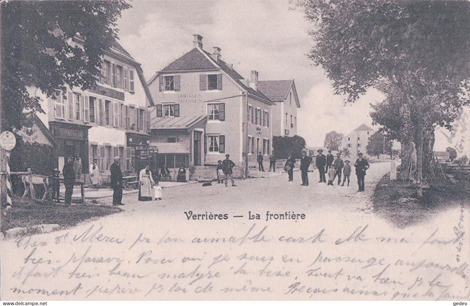 Les Verrières NE, La Frontière Et La Douane, Rue Animée (19.9.1904) - Les Verrières