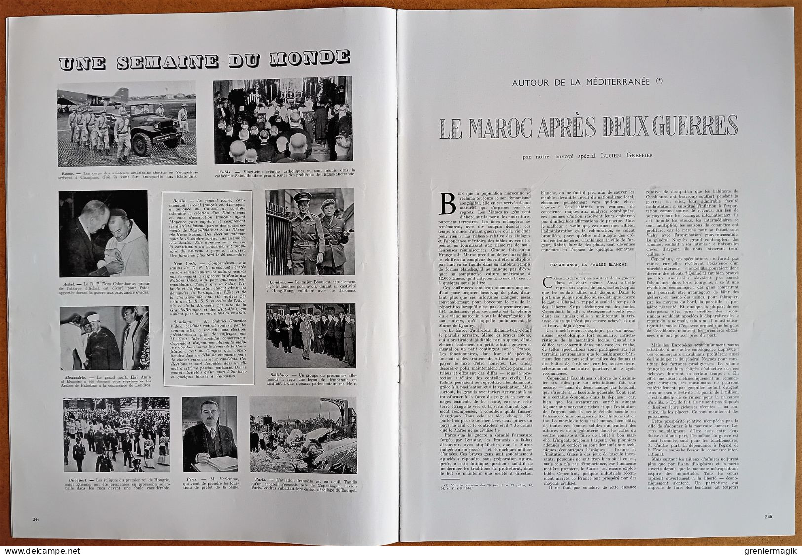 France Illustration N°50 14/09/1946 Herriot/Maroc/Le Vin/Le Plébiscite Grec/Cézanne En Provence/Biarritz/Victoria Regia - Testi Generali