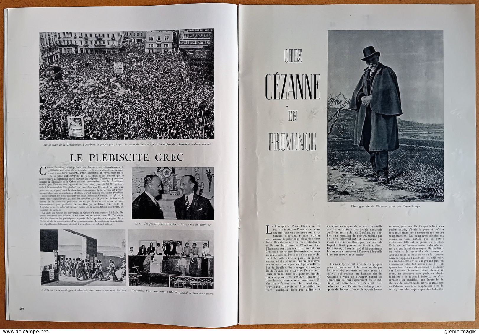 France Illustration N°50 14/09/1946 Herriot/Maroc/Le vin/Le plébiscite grec/Cézanne en Provence/Biarritz/Victoria Regia