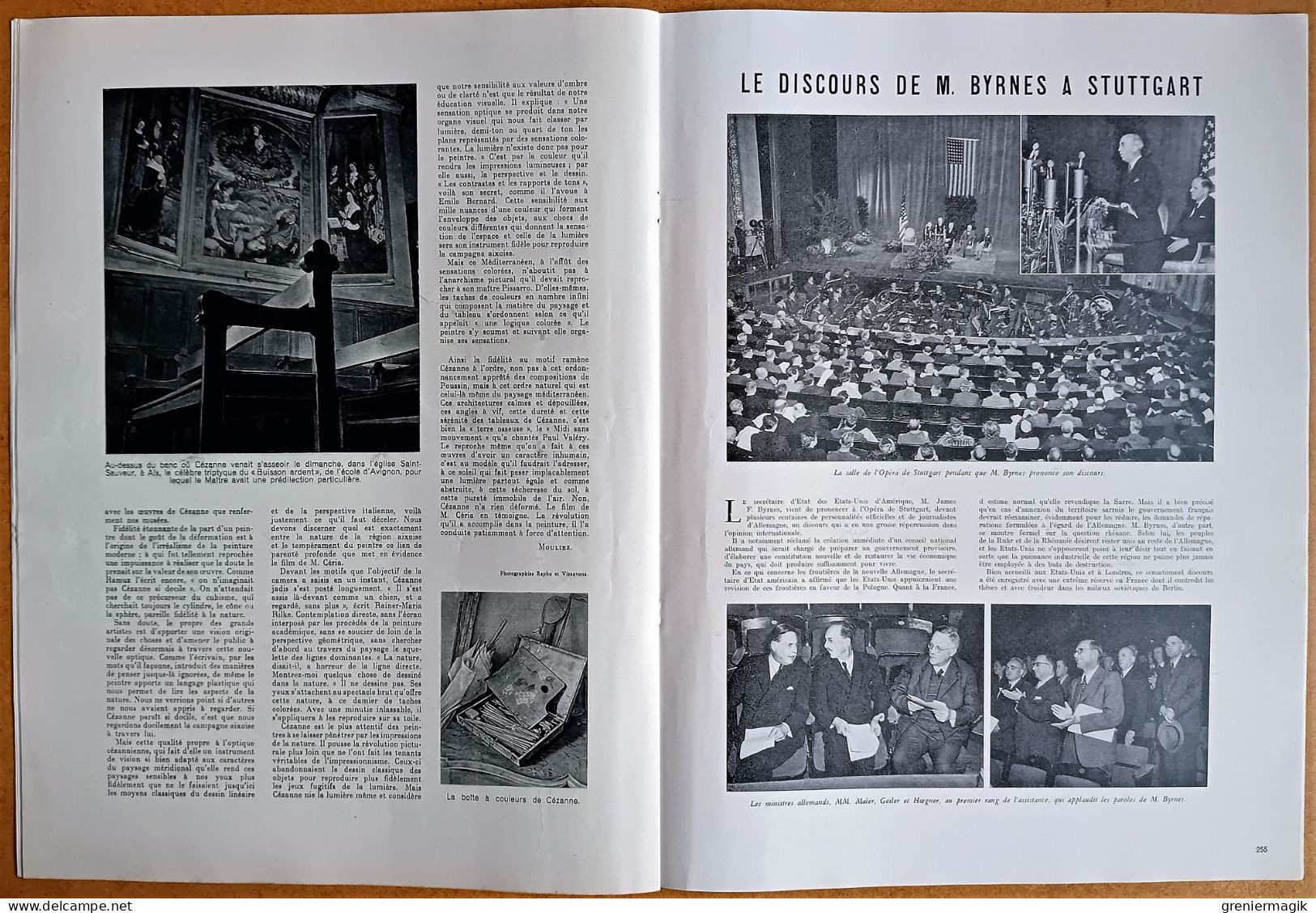 France Illustration N°50 14/09/1946 Herriot/Maroc/Le vin/Le plébiscite grec/Cézanne en Provence/Biarritz/Victoria Regia