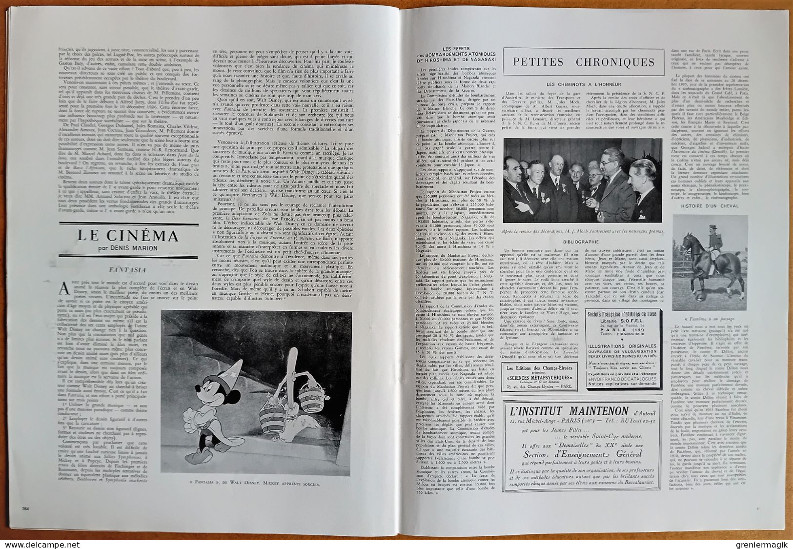 France Illustration N°50 14/09/1946 Herriot/Maroc/Le vin/Le plébiscite grec/Cézanne en Provence/Biarritz/Victoria Regia