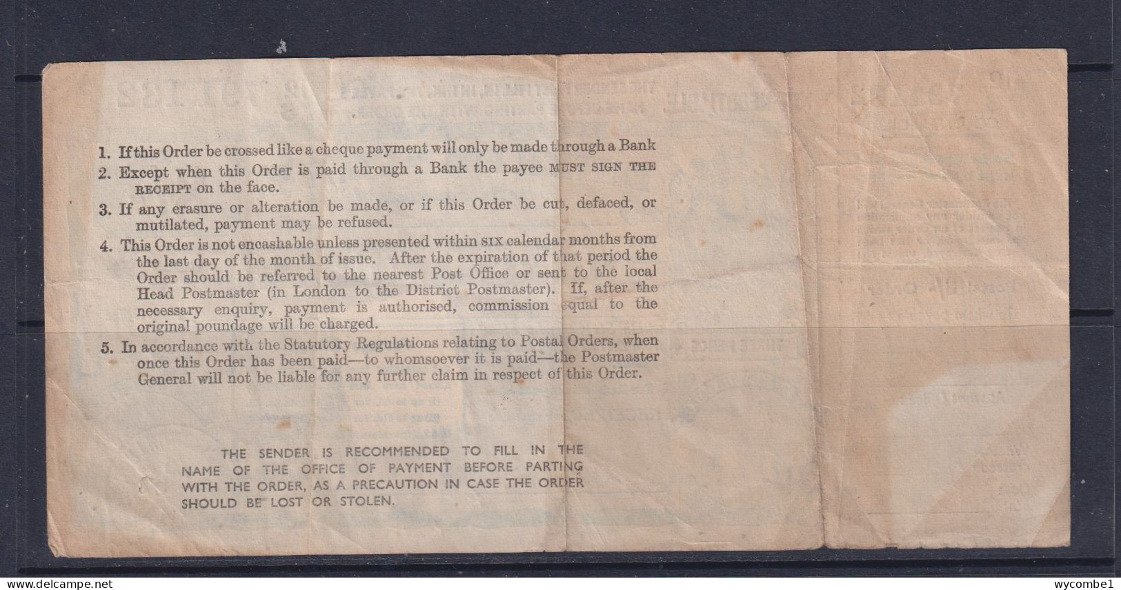 GREAT BRITAIN - 1957 (George VI) 8 Shillings And 2 Pence Postal Order - Cheques & Traveler's Cheques